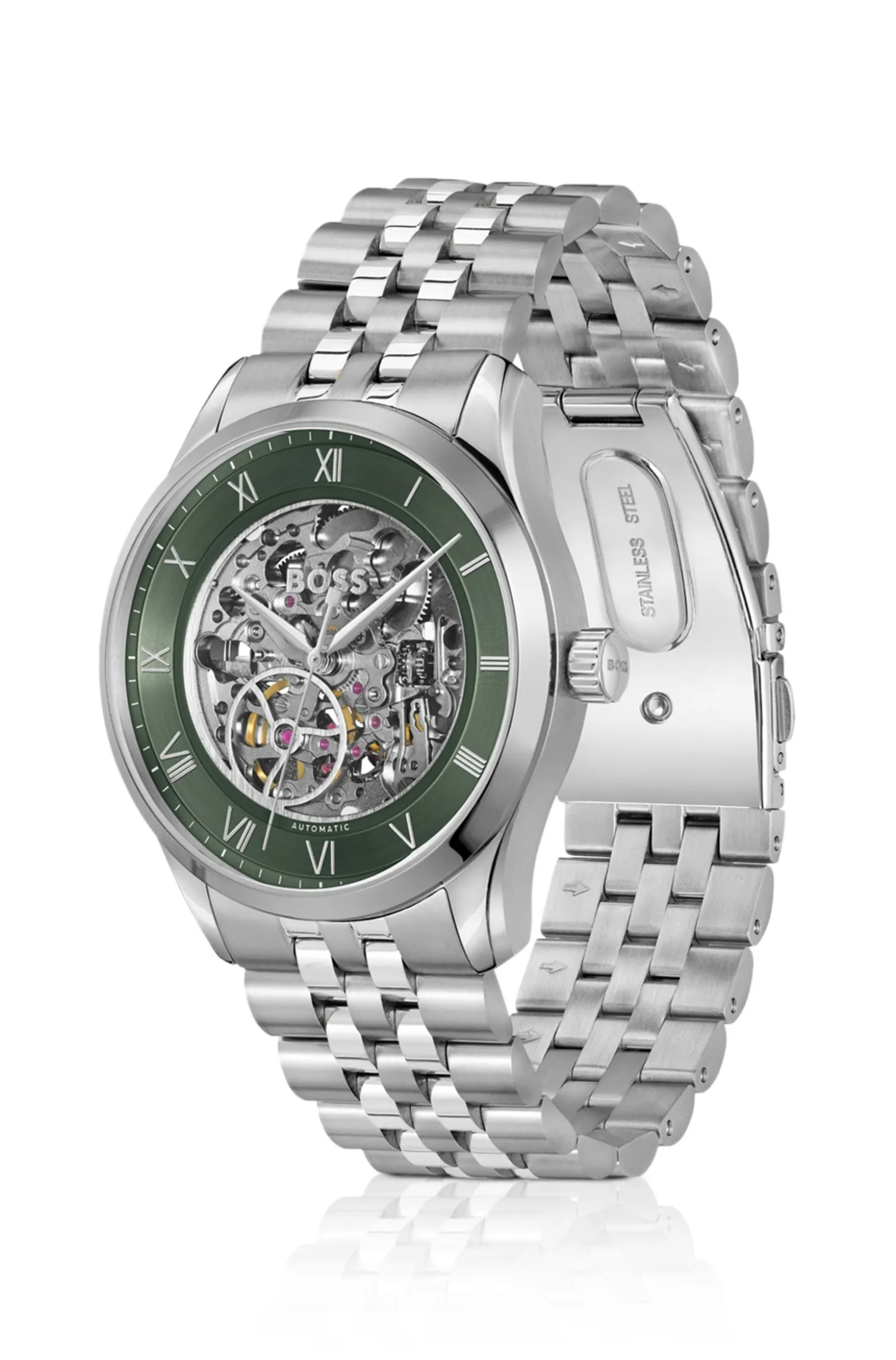 Principle Stainless-steel automatic watch with skeleton dial