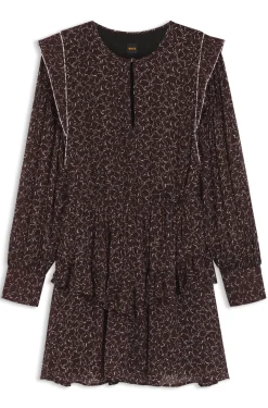 Printed mini dress with contrast piping