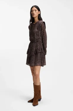 Printed mini dress with contrast piping