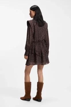 Printed mini dress with contrast piping