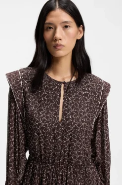 Printed mini dress with contrast piping