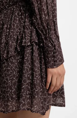 Printed mini dress with contrast piping