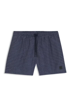 Printed swim shorts with logo badge