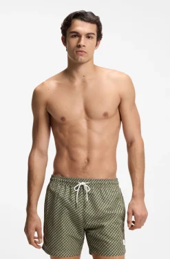 Printed swim shorts with logo badge
