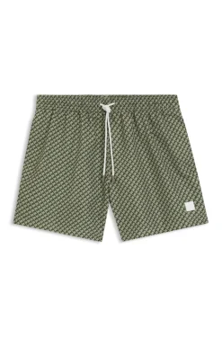 Printed swim shorts with logo badge