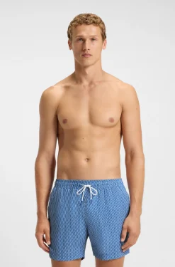 Printed swim shorts with logo badge