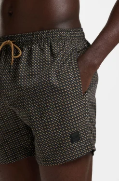 Printed swim shorts with logo badge