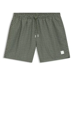 Printed swim shorts with logo badge