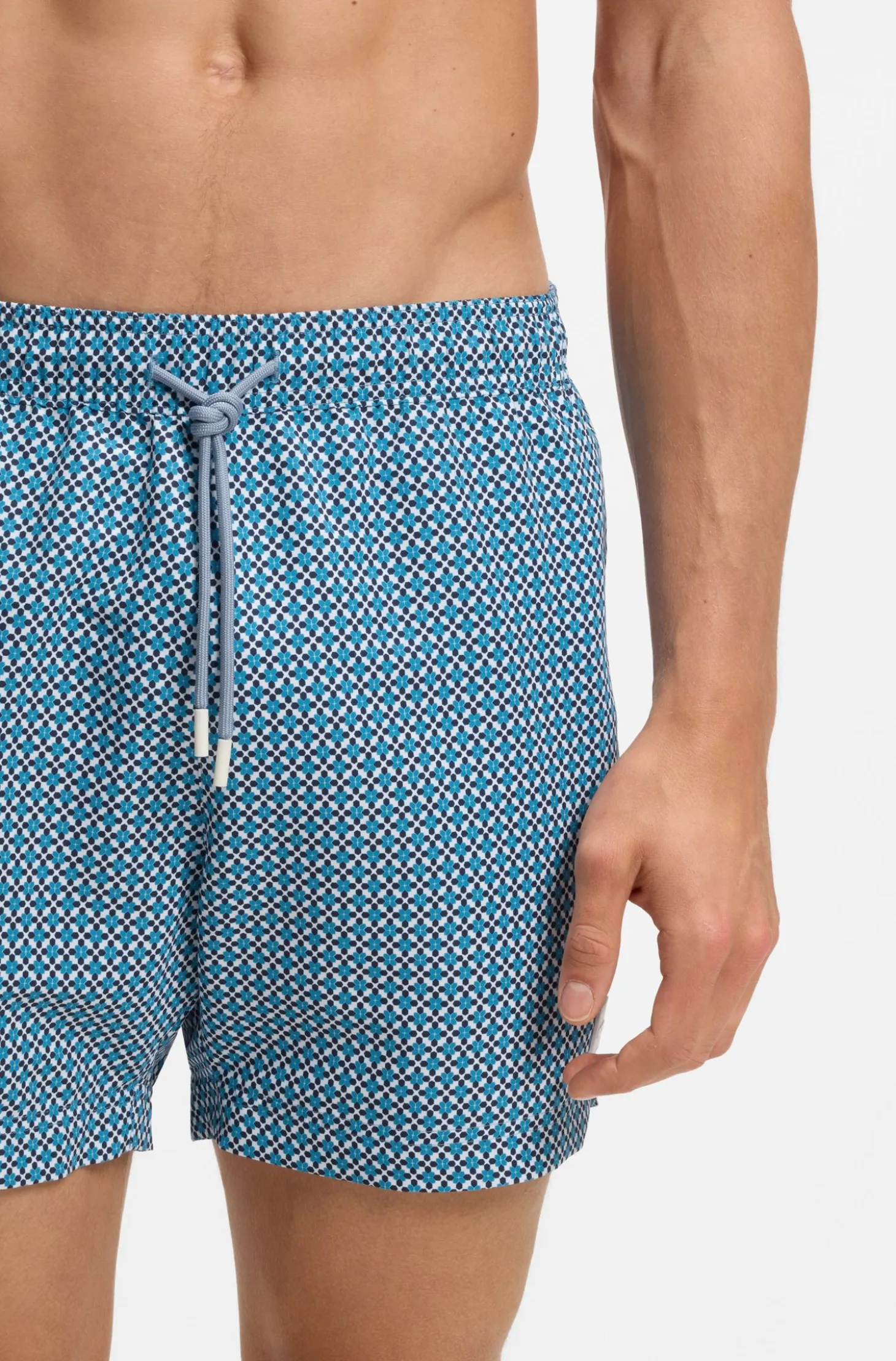 Printed swim shorts with logo badge