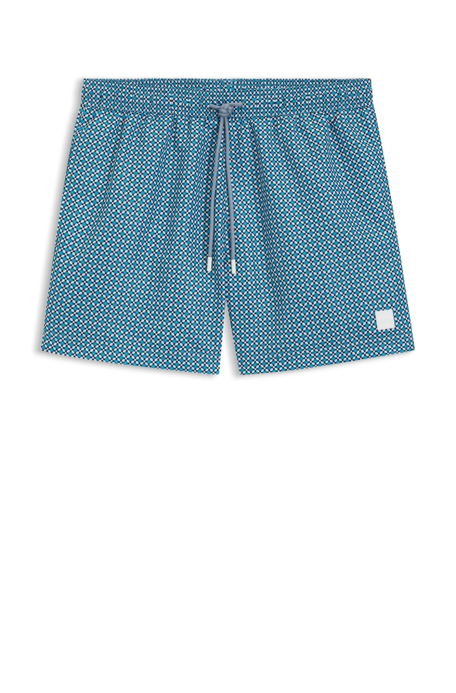 Printed swim shorts with logo badge