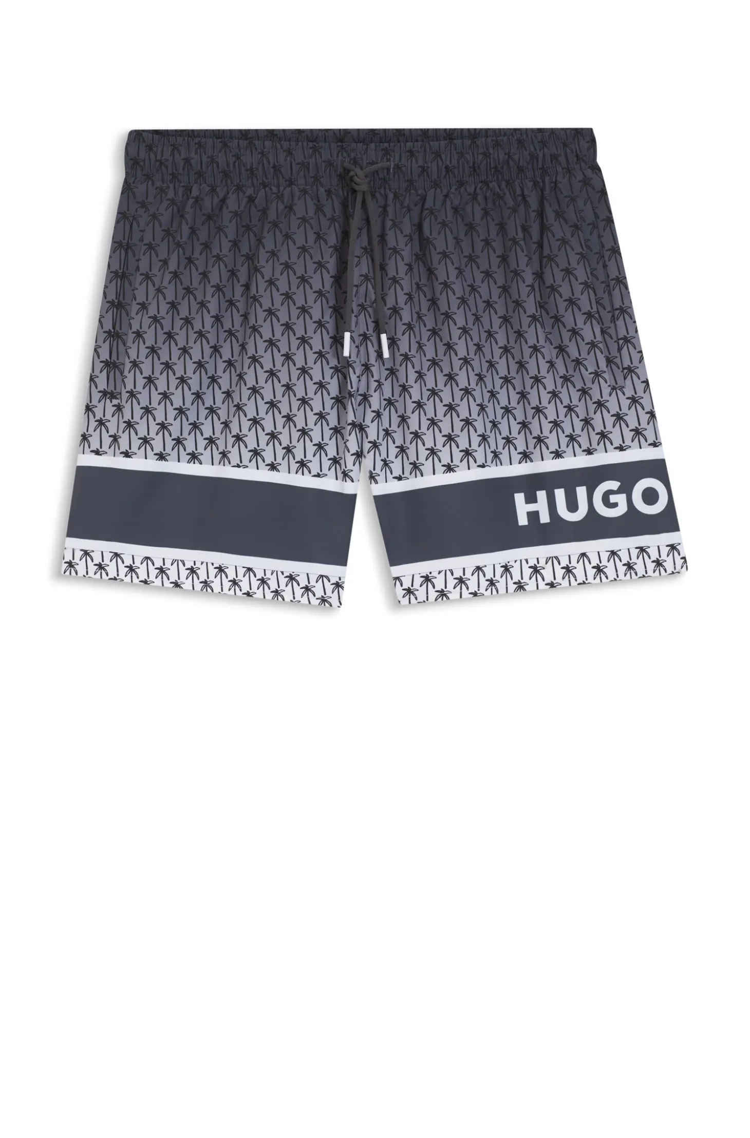 Printed swim shorts with stripe and logo