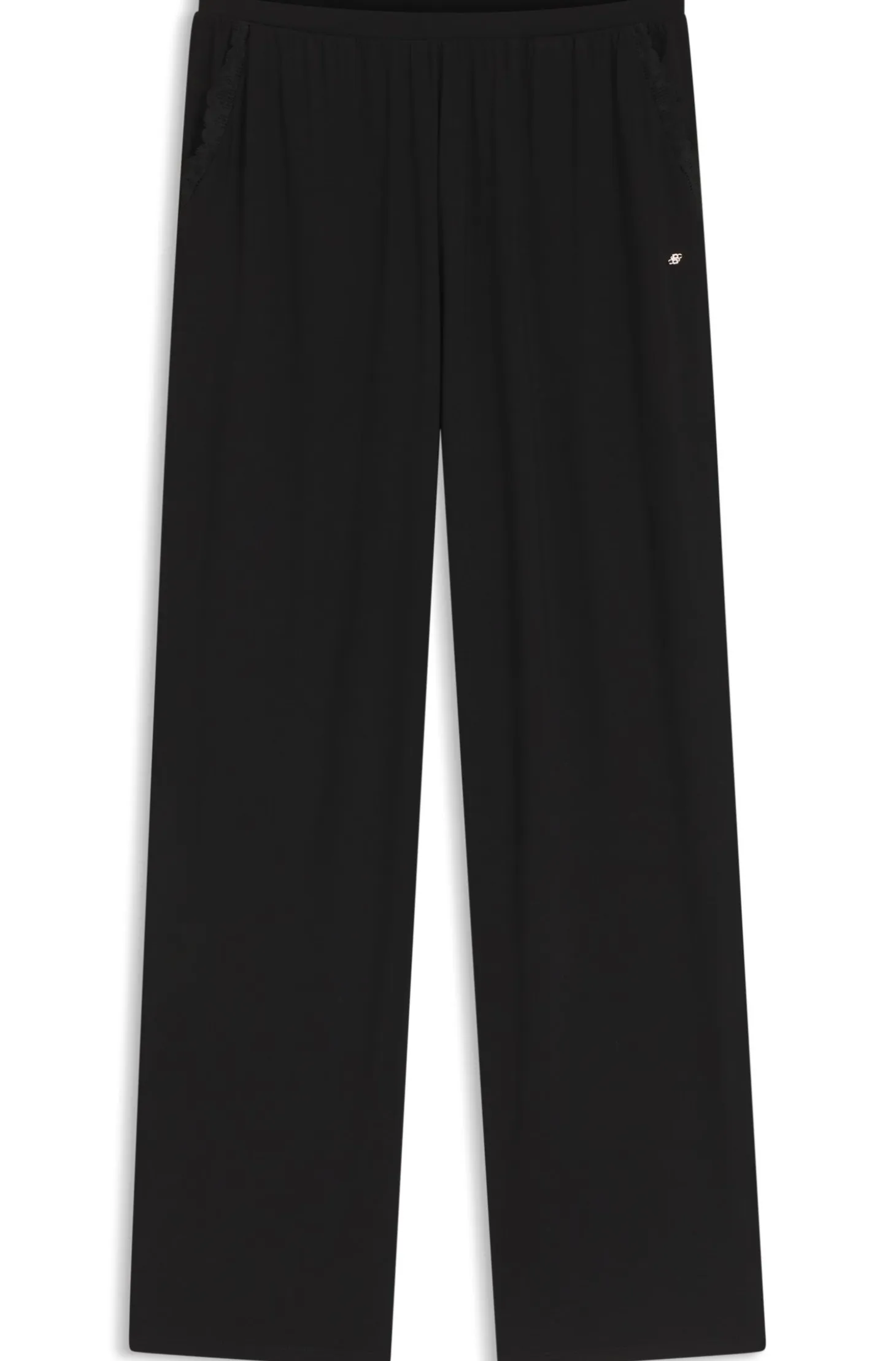 Pyjama bottoms with lace-trimmed pockets