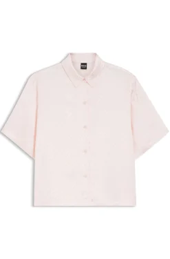 Pyjama shirt in satin with monogram jacquard
