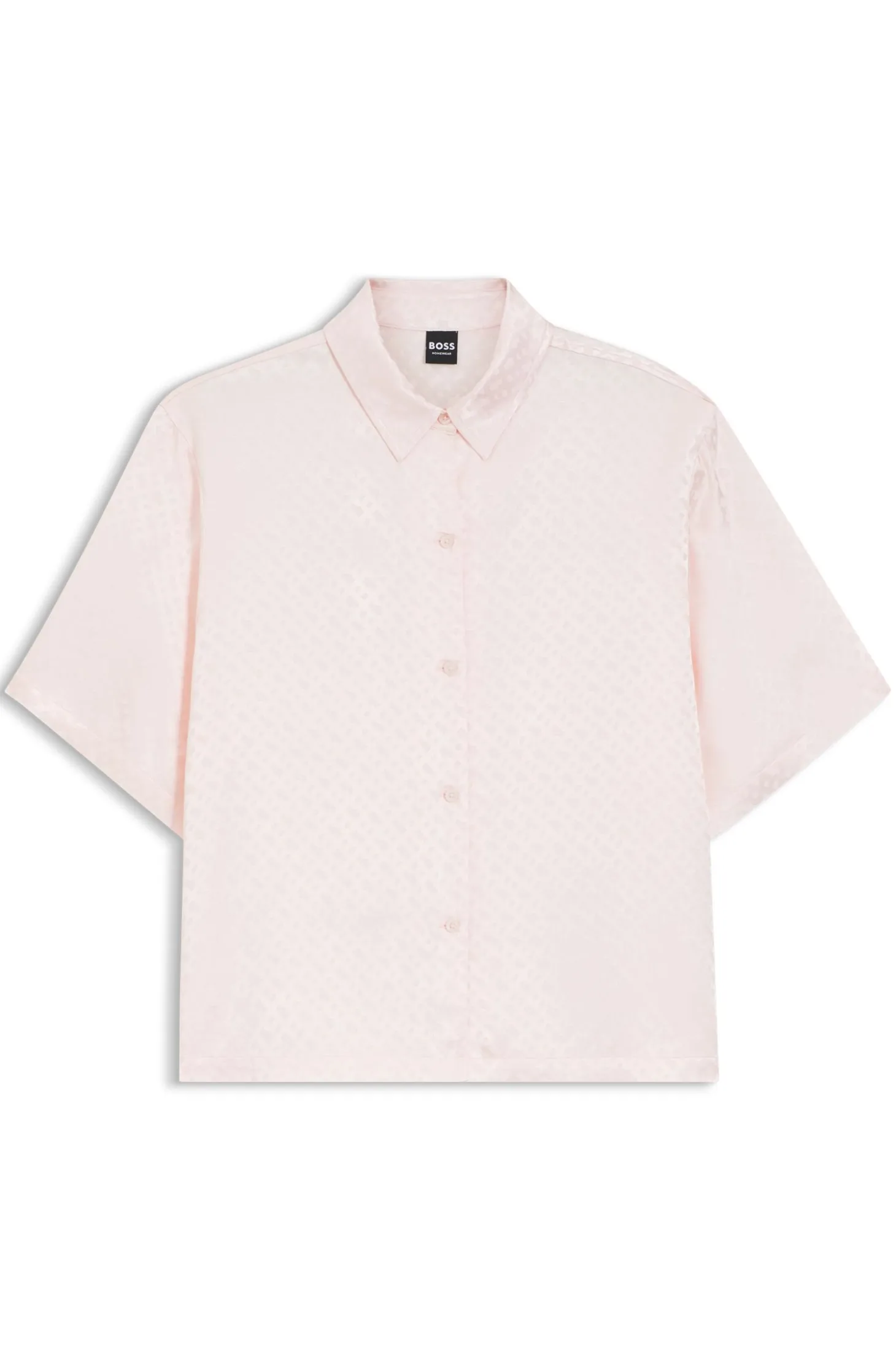 Pyjama shirt in satin with monogram jacquard