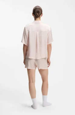 Pyjama shorts in satin with monogram jacquard