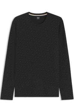 Pyjama top in a waffle-structured cotton blend