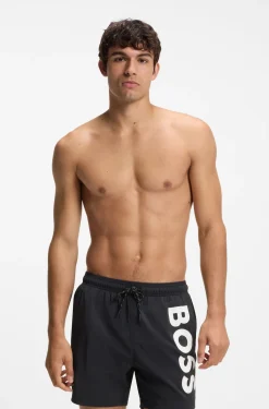 Quick-drying swim shorts with printed logo