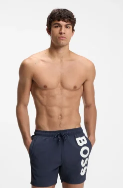 Quick-drying swim shorts with printed logo