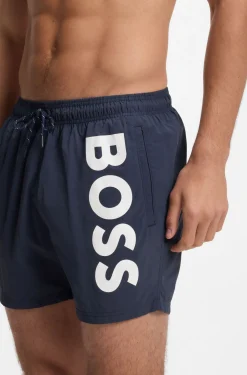 Quick-drying swim shorts with printed logo