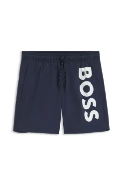 Quick-drying swim shorts with printed logo