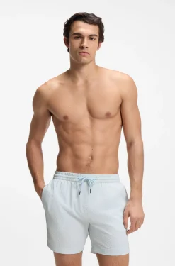 Quick-dry swim shorts in stretch seersucker