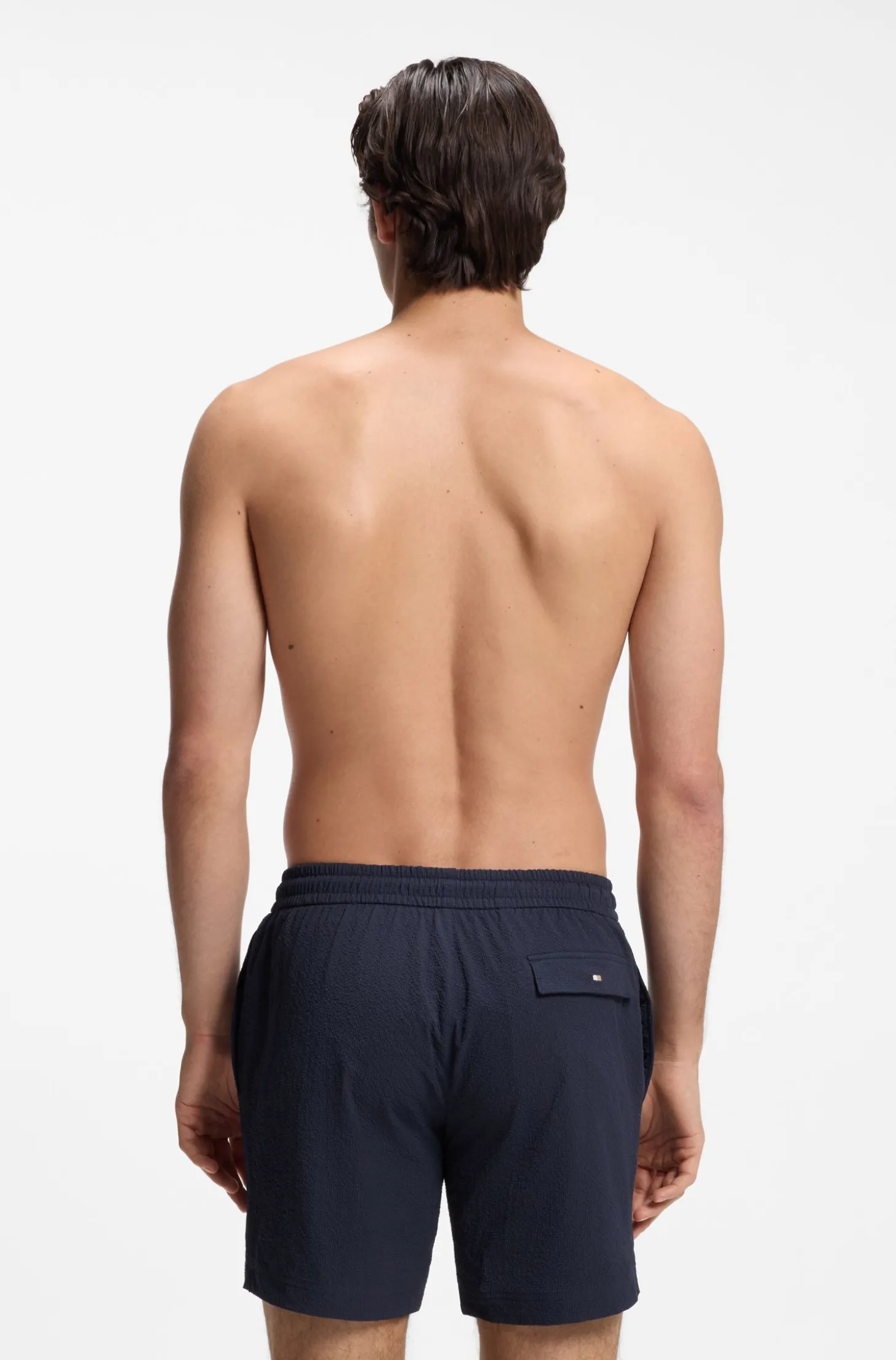 Quick-dry swim shorts in stretch seersucker