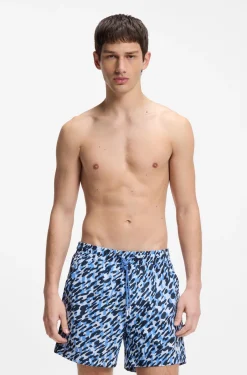 Quick-dry swim shorts with all-over print