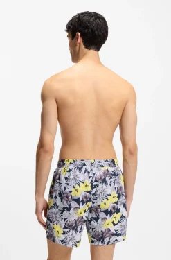Quick-dry swim shorts with all-over print