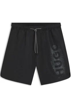 Quick-dry swim shorts with spray-effect logo