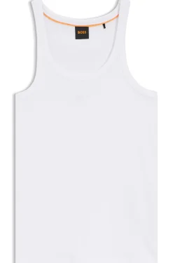 Racer-back tank top in stretch cotton