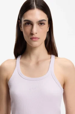 Racer-back tank top in stretch cotton