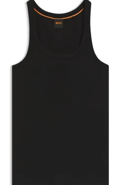 Racer-back tank top in stretch cotton