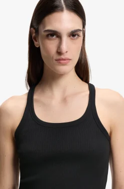 Racer-back tank top in stretch cotton