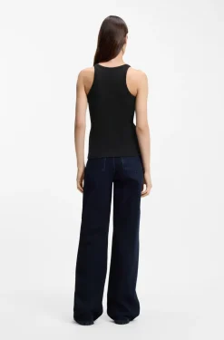 Racer-back tank top in stretch cotton