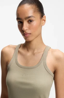 Racer-back tank top in stretch cotton
