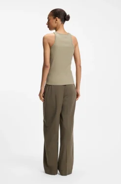 Racer-back tank top in stretch cotton