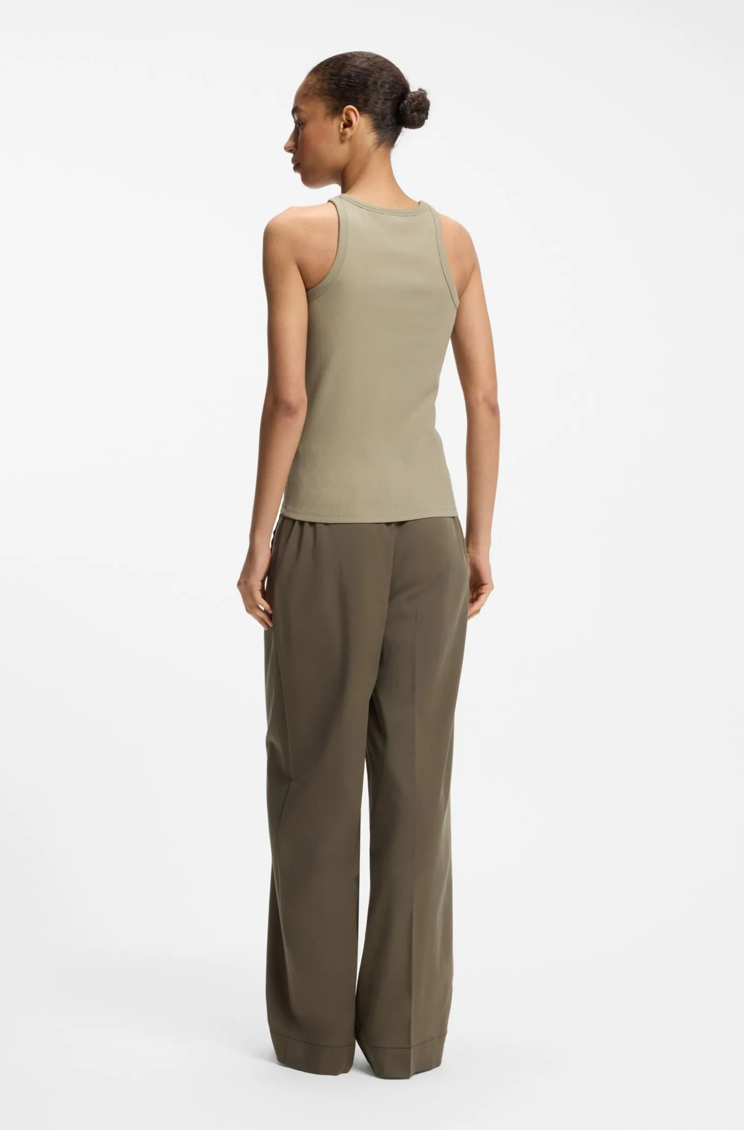 Racer-back tank top in stretch cotton