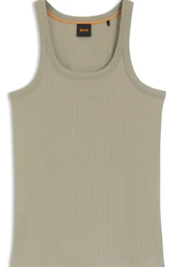 Racer-back tank top in stretch cotton