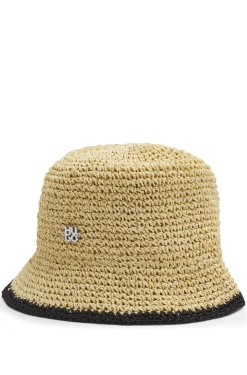 Raffia bucket hat with stacked logo