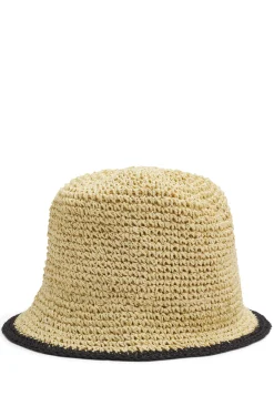 Raffia bucket hat with stacked logo