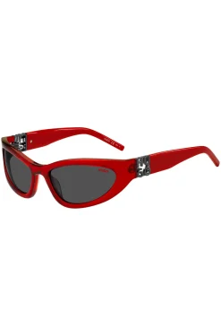Red-acetate optical frames with 3D monogram