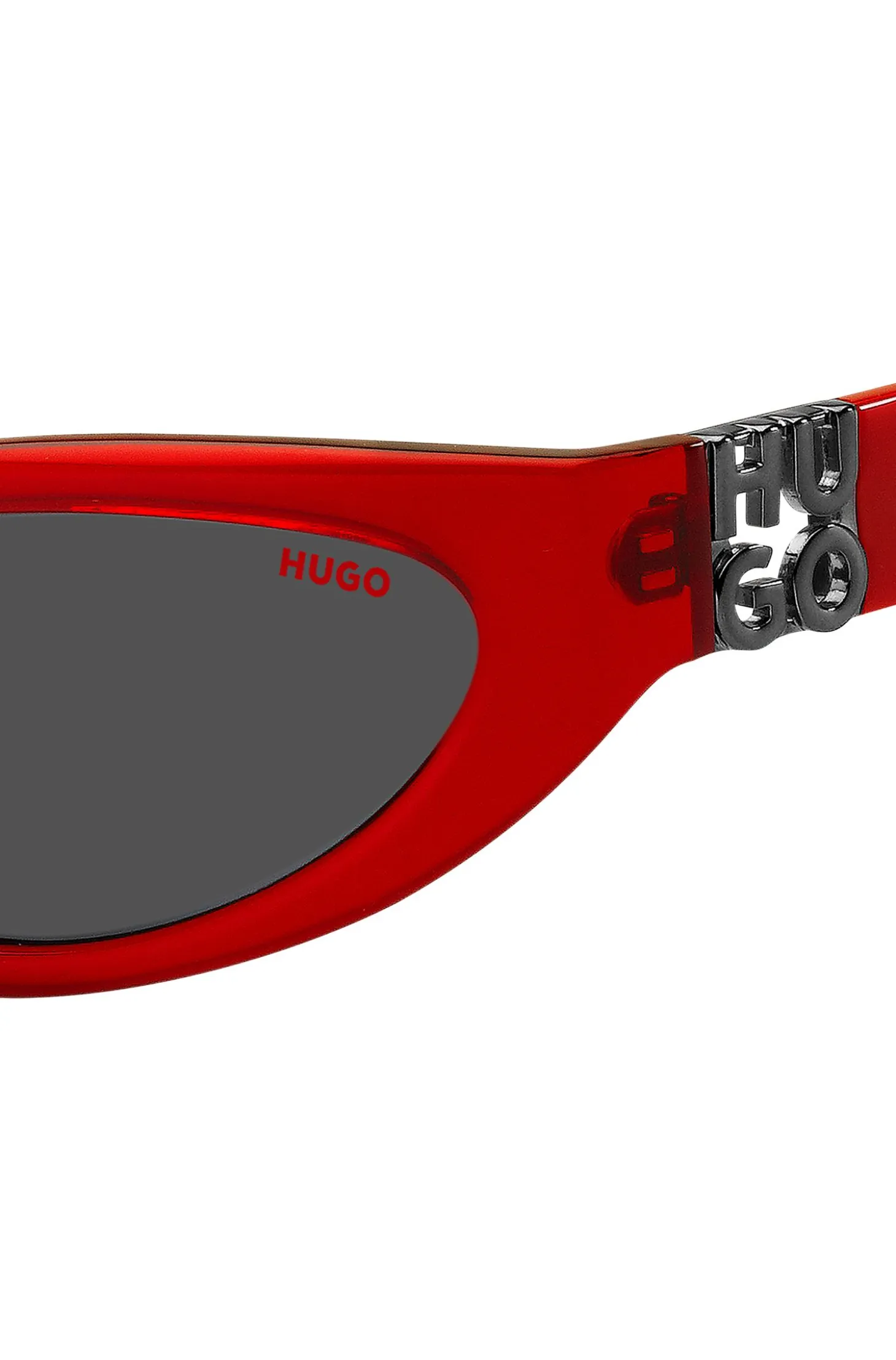 Red-acetate optical frames with 3D monogram