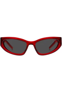 Red-acetate optical frames with 3D monogram