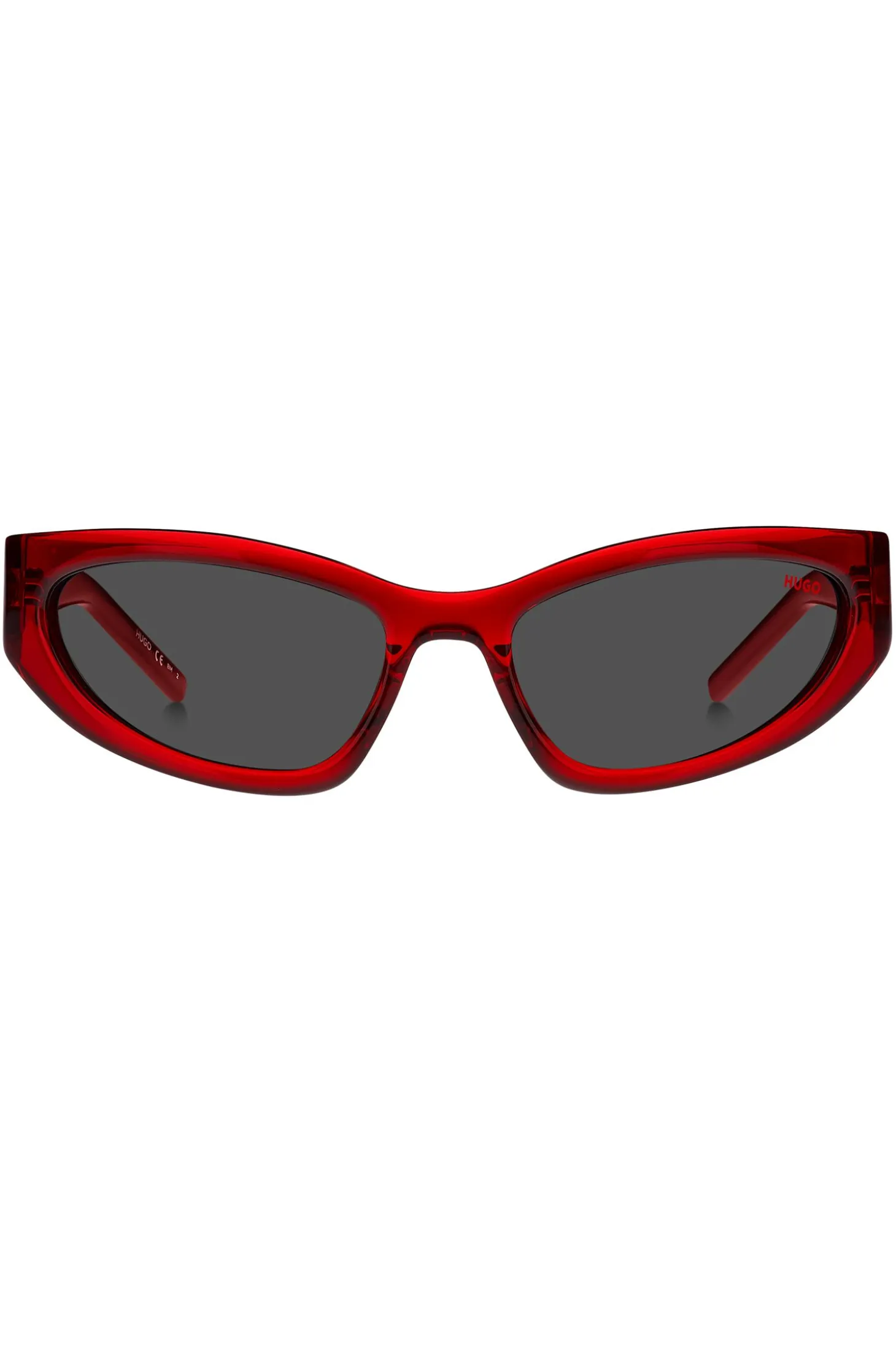 Red-acetate optical frames with 3D monogram