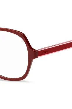 Red-acetate optical frames with layered temples