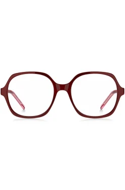 Red-acetate optical frames with layered temples
