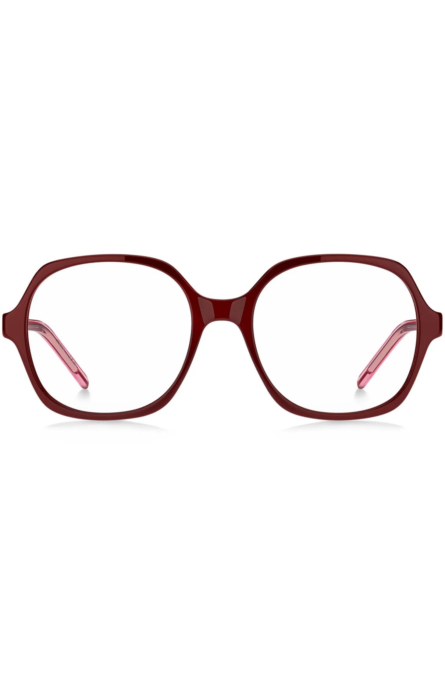 Red-acetate optical frames with layered temples