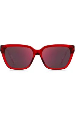 Red-acetate sunglasses with degradé temples