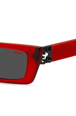Red-acetate sunglasses with 3D monogram
