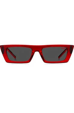 Red-acetate sunglasses with 3D monogram